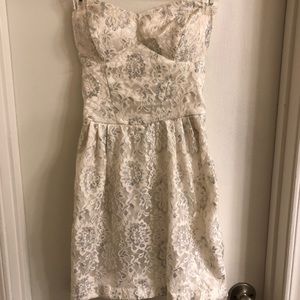White & Silver Lace Cocktail Dress